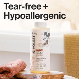 The Honest Company Foaming Bubble Bath Gentle Enough for Baby Dermatologist Tested Tear-Free Hypoallergenic Disney’s Mickey Mouse Comfort Sweet Cream 12 fl oz