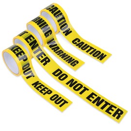 Lack labo Sign Tape, Warning Tape, Set of 4, OPP Width 1.9 inches (4.8 cm) x Length 9.8 ft (25 m), KEEP OUT CAUTION WARNING DO NOT ENTER, Set of 4