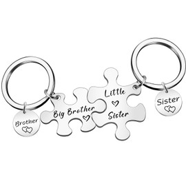 Davrock Brother Gifts from Sister Big Brother Little Sister Keychain Christmas Stocking Stuffers Birthday Gift Family Gifts Sibling Gift