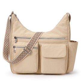 KALIDI Nylon Crossbody Bags for Women Trendy Cross Body Purse with Multiple Pockets For Ladies Casual Work Travel, Khaki