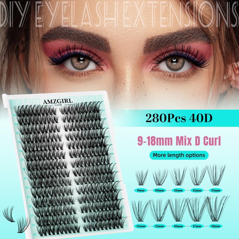 Cluster Eyelash Extensions, DIY Eyelash Extensions, 280 Pieces, Left &