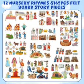 Windkream 12 Set Felt Board Stories Pieces Set Felt Animals Bible Fairy Tales for Preschool Animals Figures Flannel Board Stories for Toddlers Preschool Kindergarten Storytelling (Bible)