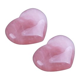 2 Pieces 4cm Pink Heart Shaped Crystal Natural Heart Healing Crystals Rose Quartz Heart Love Stones Heart Shaped Gemstone for Reiki Festival Wedding
