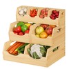 MTGSTOCL Upgraded 3 Tier Bamboo Pantry Storage Bins - Stackable