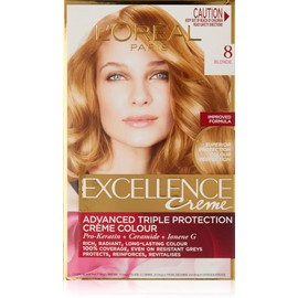 L'Oréal Paris Excellence Crème Hair Colour for 100% Grey Coverage from Root to Tip that Gives a Rich and Even Colour, 8 Blonde