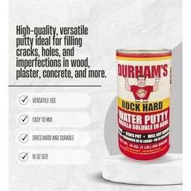 Durham's Rock Hard Water Putty 16 oz Bundle with Putty Knife – Repair and Mold Wood, Plaster, and Drywall, Non-Shrinking, Sandable and Paintable Filler – Gift Set (2 Items)