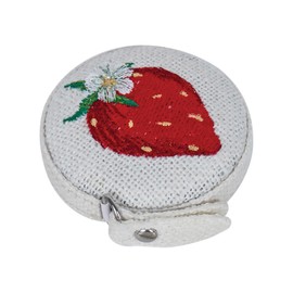 Hobby Gift Tape Measure - Retractable Fabric Covered Sewing Tape Measure - 150cm/60 inch - Natural Strawberries