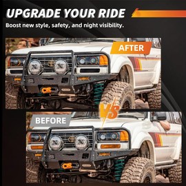 MOTRUM Front Bumper Signal Light Housing Compatible with Toyo-ta Land Cruiser FJ80 FJ82 1991-1997, [DOT] [IP67 Waterproof] Front Turn Signal Marker Lamp Cover [No Bulbs], Sleek Smoked Lens