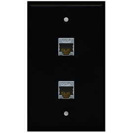 RiteAV - Black 1 Port Shielded Cat6 Ethernet 1 Port Cat6a Wall Plate