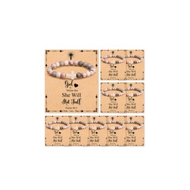 JoycuFF 10 Pcs Christian Gifts for Women, Cross Bracelet for Women Christian Jewelry, Christmas Thanksgiving Easter Religious Gifts for Women Friends, Baptism Communion Confirmation Gifts for Women