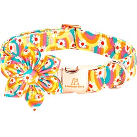 Lionheart glory Dog Collar with Flower, Sunflower Pattern Pet Collar Durable Cute Dog Flower Collars Summer Spring Female Pet Gift Adjustable Dog Collar for Small Dogs