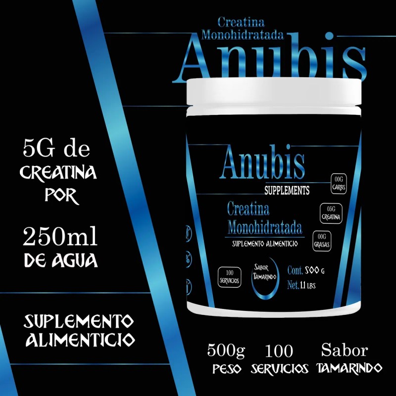 Creatina Monohidratada 500gm Anubis En Polvo Varios Sabores Tamarindo