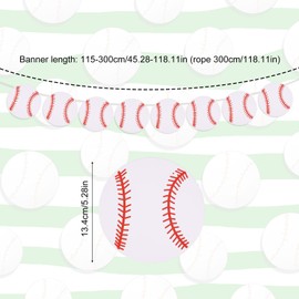 BOXOB 4pcs Baseball Party Banners, Pre-Strung Sports Themed Baseball Hanging Garland Banner Ideal Home Classroom Birthday Party Supplies and Decorations
