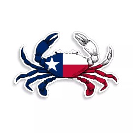 Real Sticky Texas Crab Flag Sticker TX State Beach Laptop Car Vehicle Window Bumper Decal