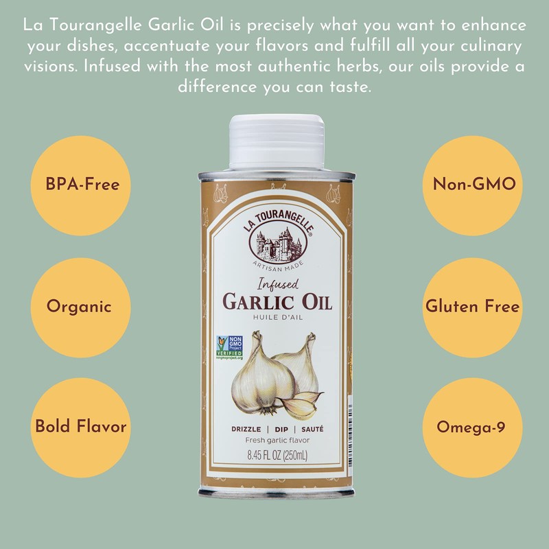 La Tourangelle, Garlic Oil, High Oleic Oil for Cooking Pastas,