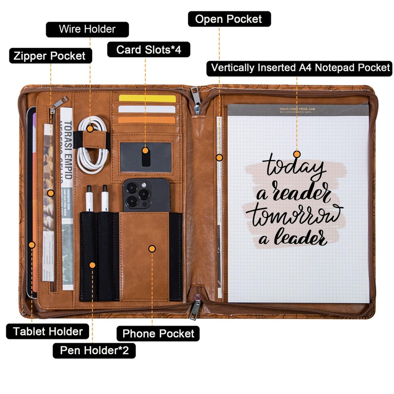 Link Luck Portfolio Organizer - 3 Ring Binder with Zipper,