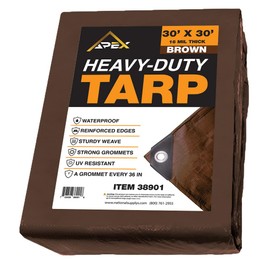Heavy Brown Tarp - 16 MIL Multipurpose UV Resistant, Waterproof Protective Tarp Cover with Metal Grommets and Reinforced Edges - for Roof, Camping, Patio, Pool, Boat, Car (30ft x 30ft)