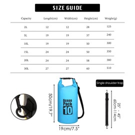 MORAINJAY 10L Sky Blue Dry Bags, Waterproof Bag with Long Adjustable Shoulder Strap,Large/Small Capacity 2L 5L 10L 15L 20L 30L Dry Sack for Outdoor Camping,Rafting,Swimming,Boating,Surfing