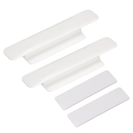 uxcell 2Pcs Self-Stick Handles, White Plastic Self-Adhesive Instant Drawer Handles Pulls for Bathroom, Closet, Wardrobe, Dresser, Window (110mm/4.33" Length)
