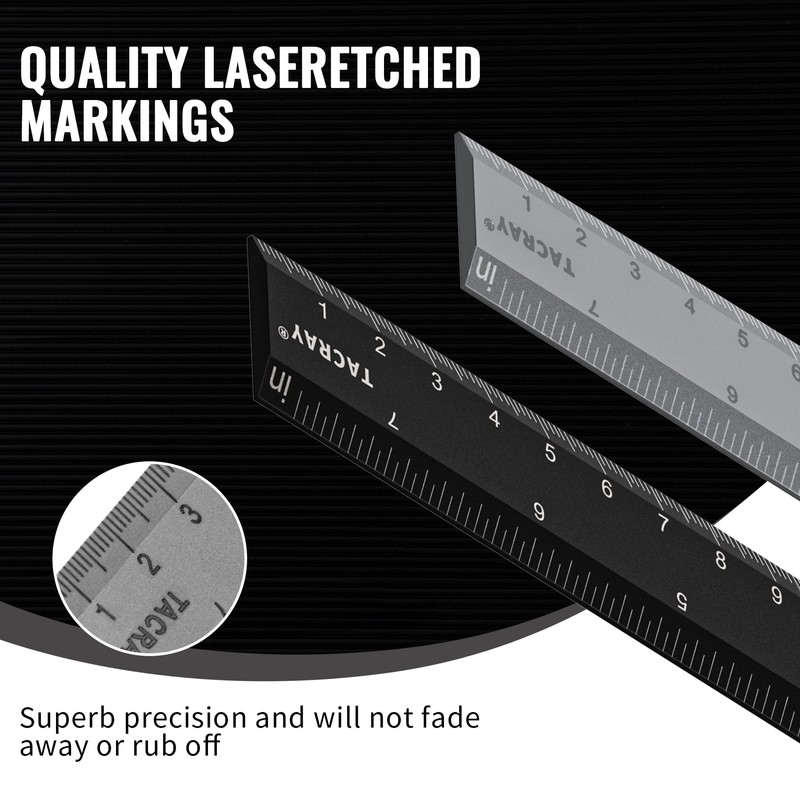 TACRAY Titanium Straight Ruler with Both CM & INCH Linear