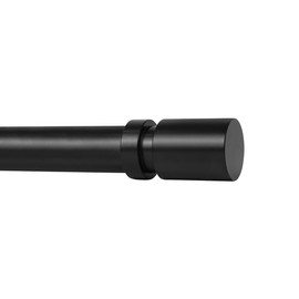 Ivilon Curtain Rods for Windows - Stepped End Cap, 1 inch Diameter, Extendable Drapery Rod for Windows, 48 to 86 Inches. Color Black