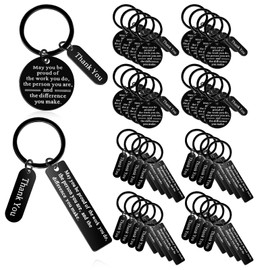 32 Pcs Thank You Gifts Keychain Bulk Employee Appreciation Keychain Christmas Gift for Volunteer Coworkers Women Men (Black)