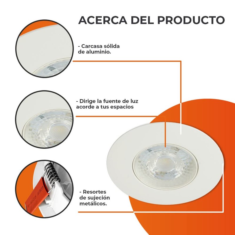 Tecnolite - Lámpara Downlight LED Empotrable 3.5 W, Luz Suave