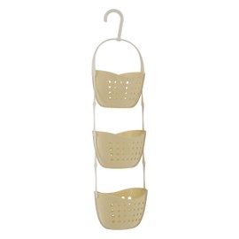 Premier Housewares 3-Tier Cream Hanging Organiser Small Storage Baskets Shower Caddy for Bathroom as Shelf 14 cm x 21 cm x 16.5 cm