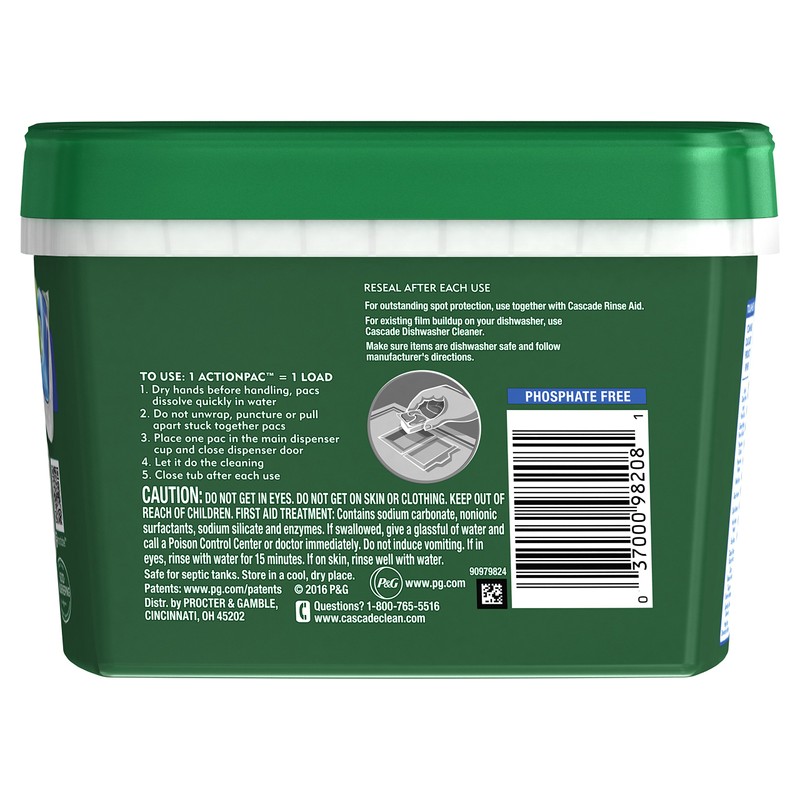 Cascade Complete Dishwasher Pods, Actionpacs Dishwasher Detergent, Fresh Scent with