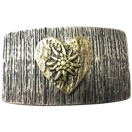 BELTINGER Edelweiss Heart Belt Buckle 4.0 cm | Buckle Interchangeable Buckle Belt Buckle 40 mm Solid | For Costume, Bicolour S/G