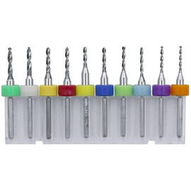 KEWAYO 10pcs PCB Drill Bits Set Spiral Flute Carbide 0.6mm-1.5mm Micro Drill Bits 1/8" Shank for Print Circuit Board Stone Dremel Jewelry CNC Punching Engraving