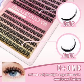 LANKIZ Lash Clusters Kit – Reusable Wispy Natural Cluster Eyelash Extensions, C+D Curl Individual Lashes Clusters, 10-16mm DIY Lash Extension Kit with Bond & Seal Glue for Beginners - LOVE
