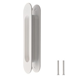 MOROBOR Double Sided Handle, 2pcs Oval Embedded Sliding Barn Door Handles and Pulls Aluminum Alloy Modern Simple Door Pull Handle for Sliding Barn Drawer Cupboard Wardrobe (White)
