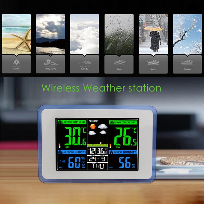 Multifunctional Wireless Home/Office Weather Station Color Digital Display Clock 433MHz