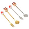 4Pcs Christmas Spoons and Forks Set Stainless Steel Cartoon Funny