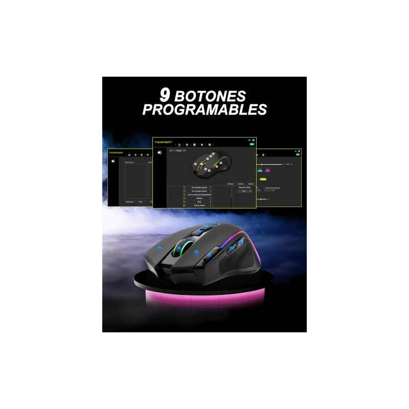 TERPORT S500 Mouse Gamer Inalámbrico Ergonómico con Retroiluminado RGB