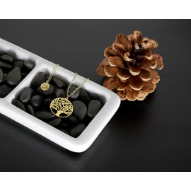 Nuoli® Women’s Tree of Life Necklace (45 + 5 cm Adjustable) - Necklace with Tree of Life Pendant for Women and Girls - Stainless Steel, Stainless Steel, Gold