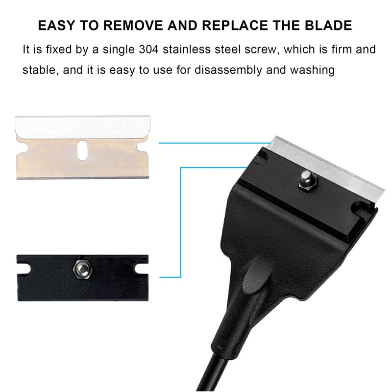 Long Handle Aquarium Scraper with Replaceable Blades for Cleaning Fish