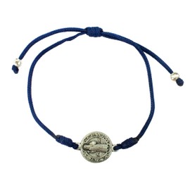 Pulsera de San Benito, cordón ajustable con medalla de San Ben, patrón de estudiantes y Europa, gran regalo católico para primera comunión o confirmación, Metal, Sin gemas.