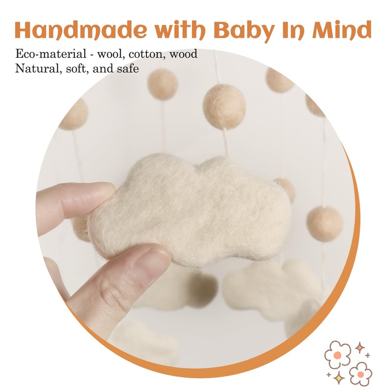 Felt Cloud Mobile for Crib - Baby Mobile for Crib