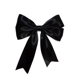 Super Shiny Ribbon Cheer Hair Bow- Alligator Clip (Black)