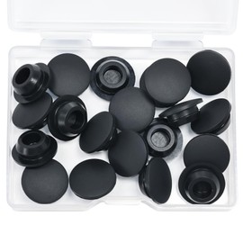 25 Pcs 10 mm Silicone Rubber Plugs Snap in Locking Hole Plugs for 10-10.5 mm (3/8"-7/16") Round Holes, Flush Type Rubber Stoppers, Flexible Tube Pipe End Caps Covers, Waterproof Sealing Plugs, Black