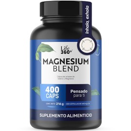 LIFE 360 MAGNESIUM BLENDCon 4 Magnesios Oxido, Glicinato, Gluconato y Citrato de Magnesio  Cpsulas a base de colgeno hidrolizado, magnesio y...       