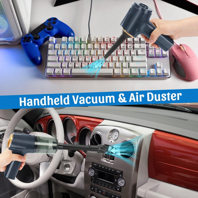 Mini Handheld Vacuum, 12000pa Car Vacuum Cleaner and Air Duster