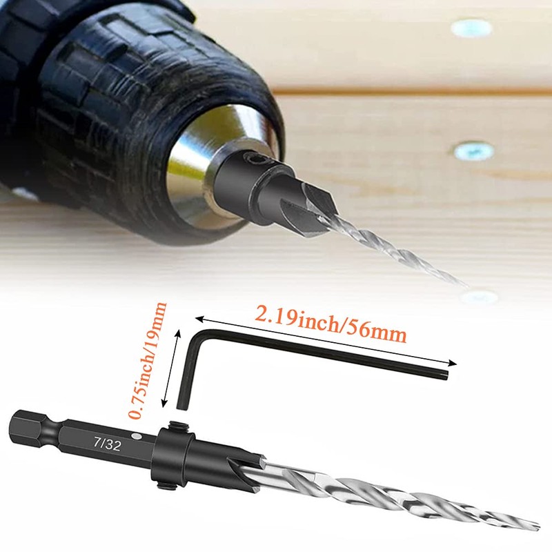 Bestgle 5 Pcs Countersink Drill Bits, HSS Taper Counter Sinker