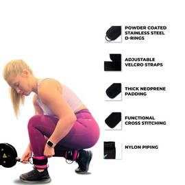 YAGHZU Ankle Strap for Cable Machine - Padded Ankle Straps, Cable Machine Attachment for Glute Training and Lower Body Exercises, Adjustable Ankle Straps for Cable Machines Women and