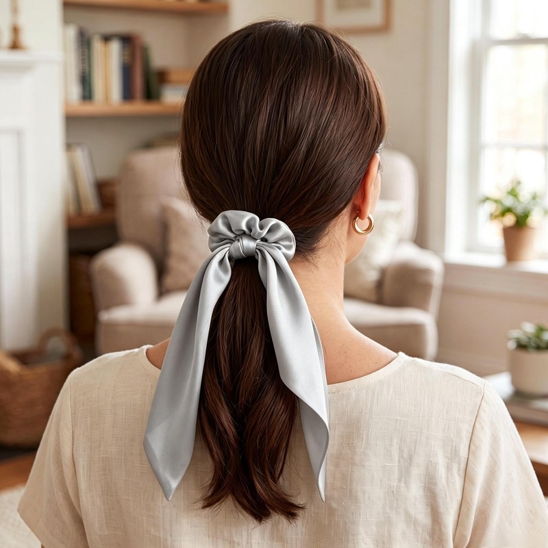 8 Pcs Satin Hair Ties with Knotted Bows, Elastic Hair