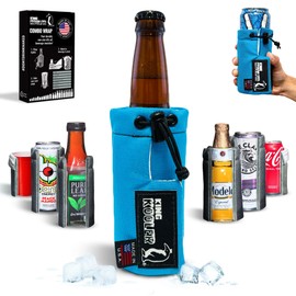 KingKooler Universal Bottle & Can Insulator - Adjustable and Slim Can Cooler Insulated - Beer Bottle Holder - Made in USA - Packable for Easy Storage Travel - Washable - TALL - Turquoise