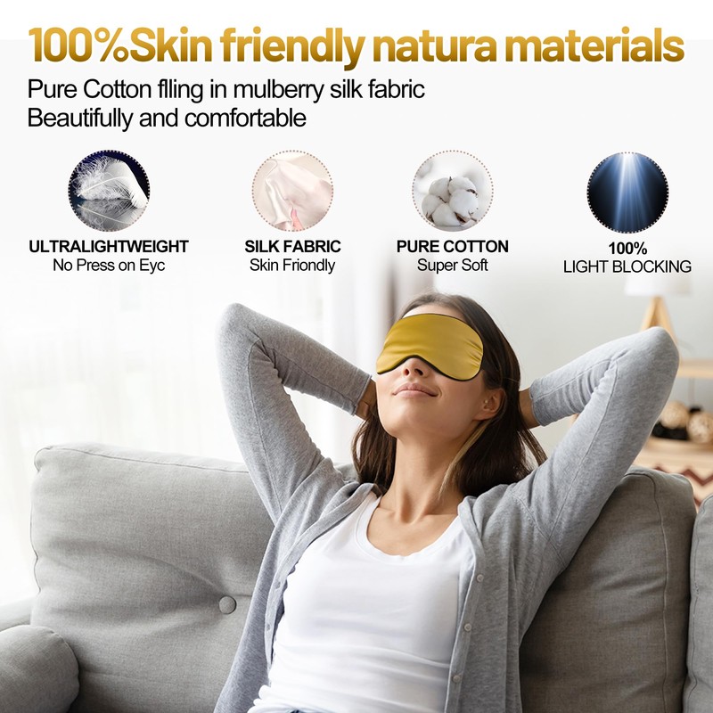 Sleep Mask, Silk Eye Mask for Sleeping with Adjustable Strap,