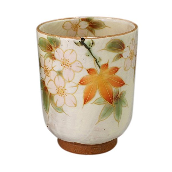 Kyo Ware 575-01 Kiyomizu Ware Pottery Kiln Tea Cup (In Wooden Box), Large, White Cloud, Toa